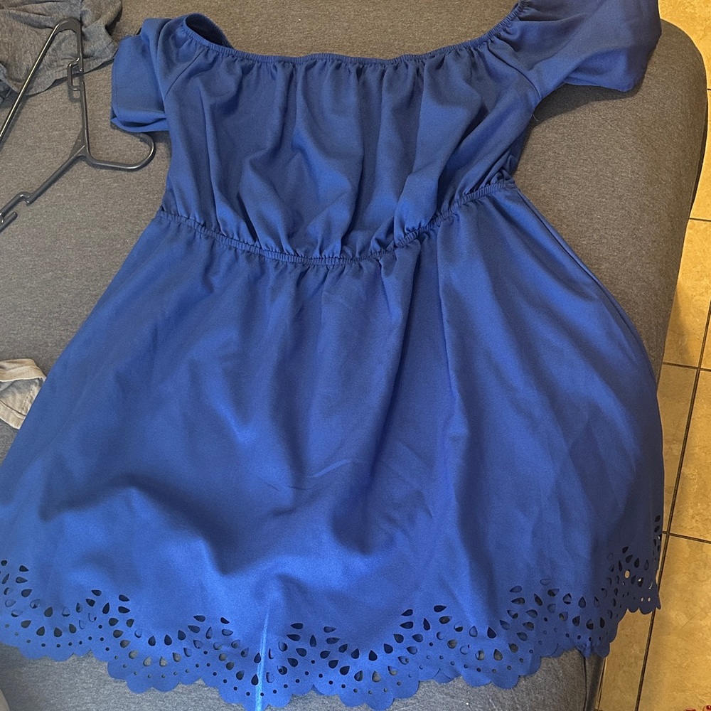 Elegant Asymmetrical Blue Dress